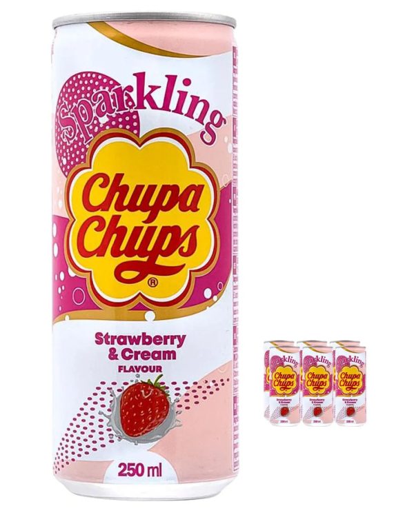 Chupa Chups Strawberry & Cream Sparkling Drink Multipack, 6 x 250 ml Online Sale