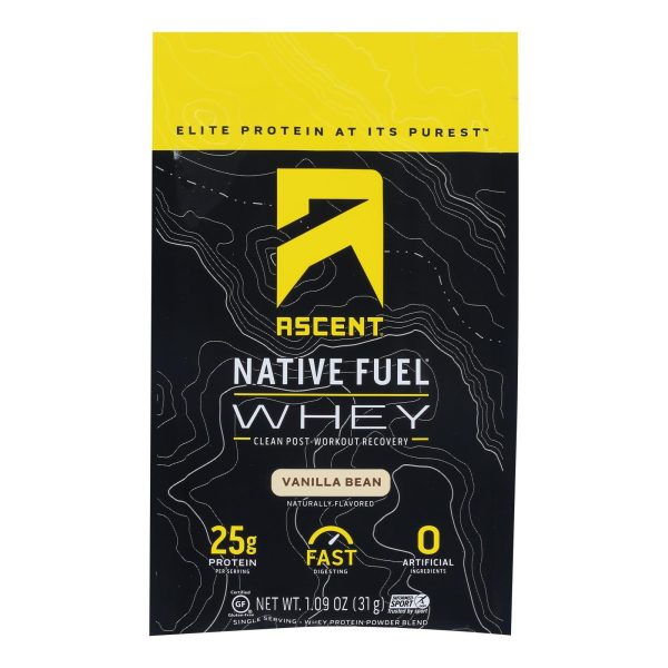 Ascent Native Fuel Whey Protein Powder Blend Vanilla Bean - Case Of 15 - 1.09 Oz Online now