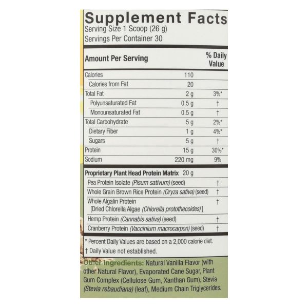 Genceutic Naturals Plant Head Protein - Vanilla - 1.65 Lb Online Sale