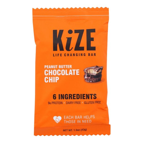 Kize Concepts - Energy Bar Raw Peanut Butter Chocolate Chip - Case Of 10-1.5oz Supply