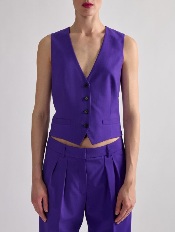 Purple wool suit waistcoat Fashion