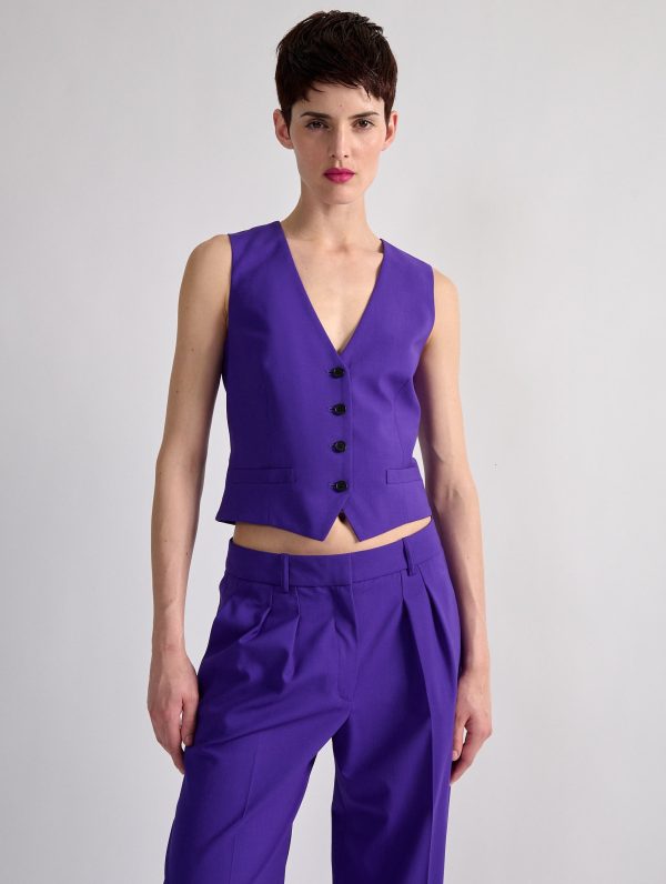 Purple wool suit waistcoat Fashion