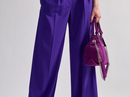 Purple woollen canvas low-rise trousers Online Hot Sale