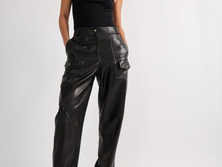 Black plongé leather cargo trousers Online