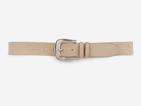 Medium belt in taupe suede For Sale