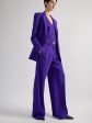 Purple woollen canvas low-rise trousers Online Hot Sale