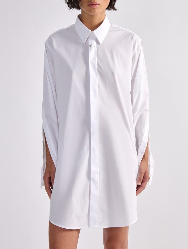 White poplin shirt dress on Sale