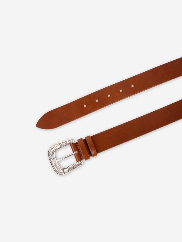 Medium belt in cognac leather For Cheap