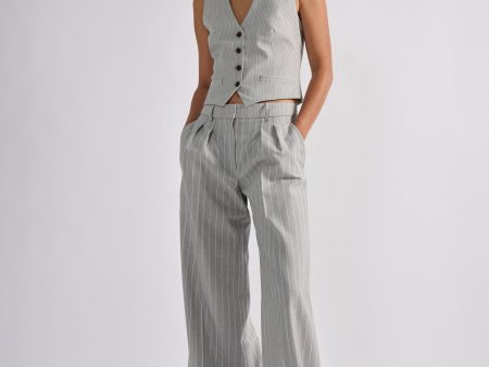 Grey tennis stripe low-rise trousers For Sale