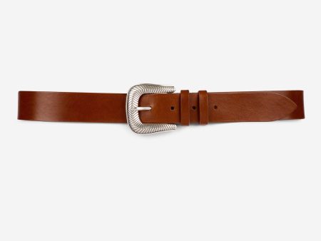 Medium belt in cognac leather For Cheap