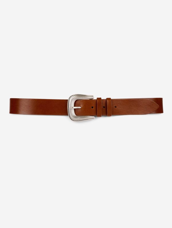 Medium belt in cognac leather For Cheap