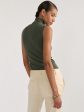 Khaki second-skin sleeveless high-neck sweater Cheap