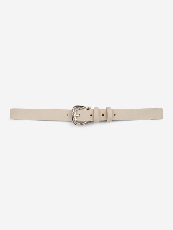 Thin belt in ivory suede on Sale