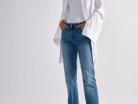 White poplin shirt dress on Sale