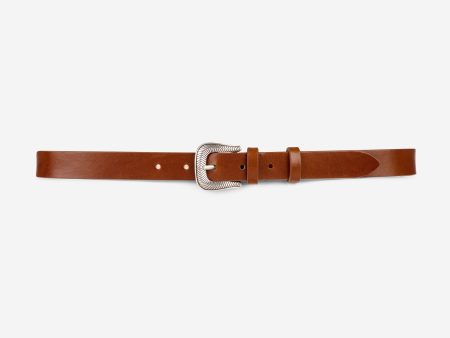 Thin belt in cognac leather Discount