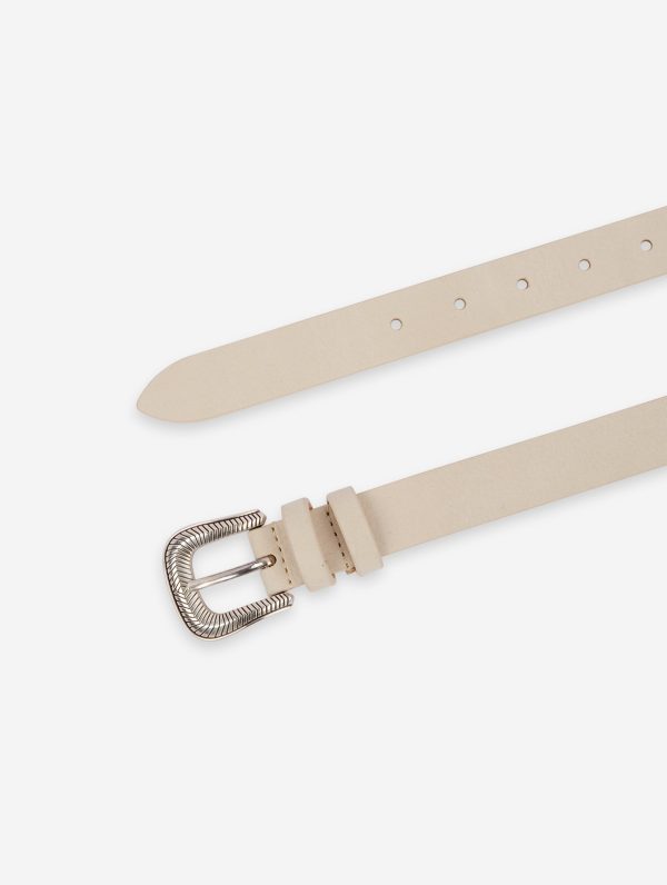 Thin belt in ivory suede on Sale