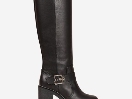 Black leather biker boots Hot on Sale