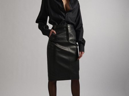 Black leather pencil skirt Supply