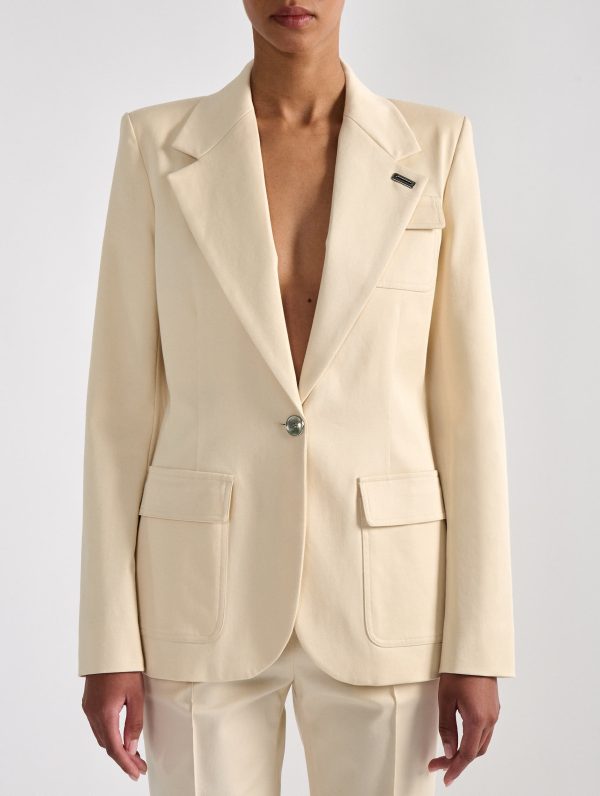 Sand stretch cotton gabardine 3-pocket jacket Hot on Sale